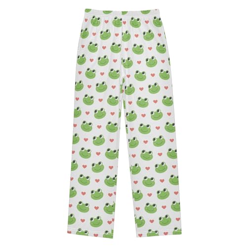 Funny Frog Love Boys Long Pants Soft Trousers Elastic Waist Kids Lounge Bottoms with Pockets S-XL