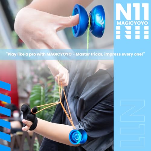 Image of MAGICYOYO Metal yoyo + Plastic Yoyo ( N11 Blue Splash + K2 Glow Green)