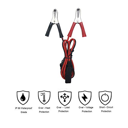 Sae To Aligater Clips Trickle Charger Extension Cable - Battery Charger Clamp 12V-24V Quick Disconnect Extension Cord 2Ft 15A Alligator Clip For Pump Motorcycle Car Battery Solar Panels (2Ft) #TOP5