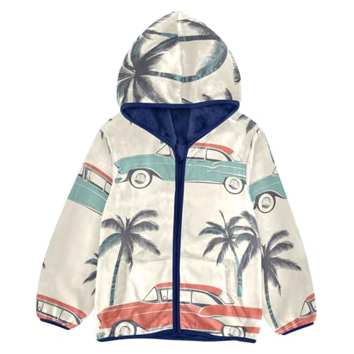 Vintage Classic Car Girls Fleece Jacket Girls Fall Jacket Girls Zip Up Hoodie Girls Sherpa Jacket 2-10T