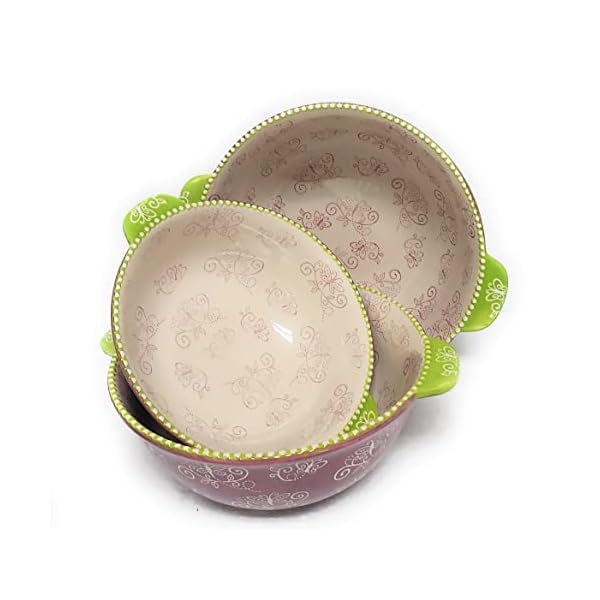 Temptations S/3 Bowls w/ Tab Handles for Mixing or Serving, Nesting 4