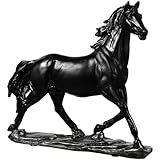 Black Horse Resin Standing Horse Statue Animal Ornament for Home Office Decor Bookshelf Wine Cabinet to Attract Luck Wealth 11.02 * 9.84 * 2.75inch