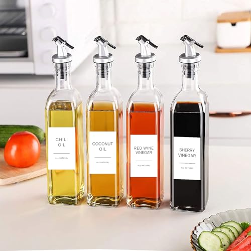 Image of HVSWLY Oil and Vinegar Labels for Bottles, 50 Pantry Labels for Vinegar and Oil Dispenser Bottles, Olive Oil Bottle Labels, Stickers, Kitchen Spice Label Set