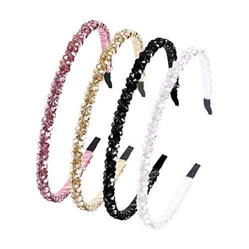 OKA Bling Bling Double Rows Crystal Rhinestone Headbands Hair Band Hair Hoop for Women Girls Thin Hair Accessories