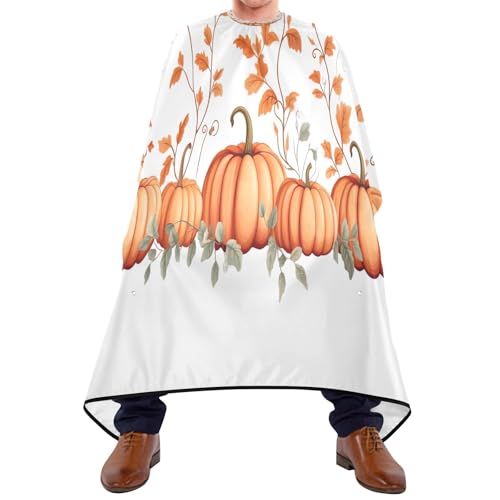 Capa para cortar cabello impermeable profesional para barbería con cierre de broche ajustable y diseño de calabaza con hojas miniatura 1