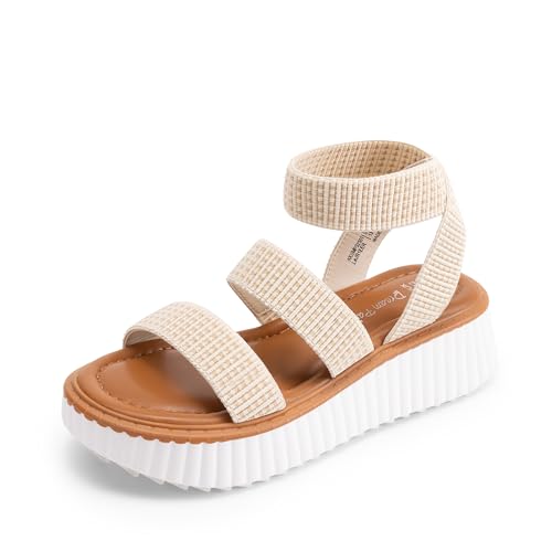 Image of DREAM PAIRS Girls Flatform Wedge Open Toe Platform Summer Sandals with Buckle Ankle Strap for Little Kid /Big Kid