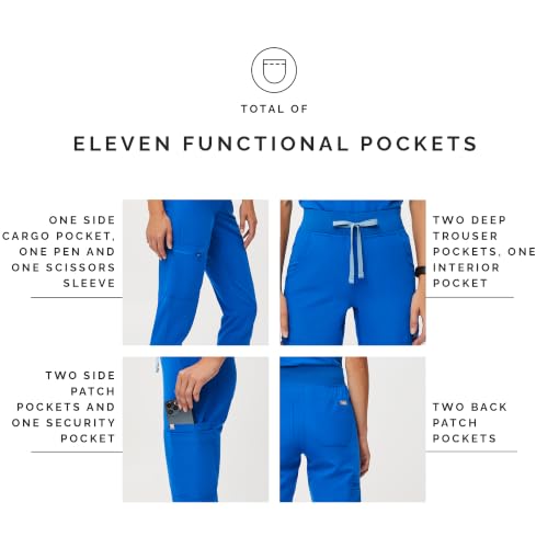 Image of FIGS YOLA High Waisted Skinny Scrub Pants for Women - 11 Pockets, 4-Way Stretch, Yoga Waistband