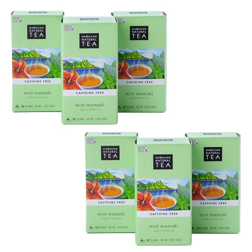 Image of Hawaiian Natural Tea Organic Mamaki Mint Tea Blend - Caffeine Free Herbal Tea - Antioxidant-Rich, Calming, Wellness Tea for Bedtime, Anxiety & Stress - Gift for Tea Lovers - 120 Tea Bags