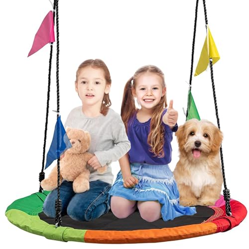 La mejor comparación de Columpios . 42 Columpio de platillo de 40 pulgadas para niños al aire última intervensión, columpio de árbol, capacidad de peso de 700 libras, tela Oxford 900D impermeable patio trasero,...