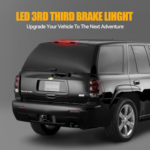 Image of Third 3rd Brake Light LED for 2002-2009 Chevy Trailblazer GMC Envoy, High Mount Rear Brake Lights Assembly for 04-07 Buick Rainier, Waterproof Center Cab Lamp Stop Light (Black)