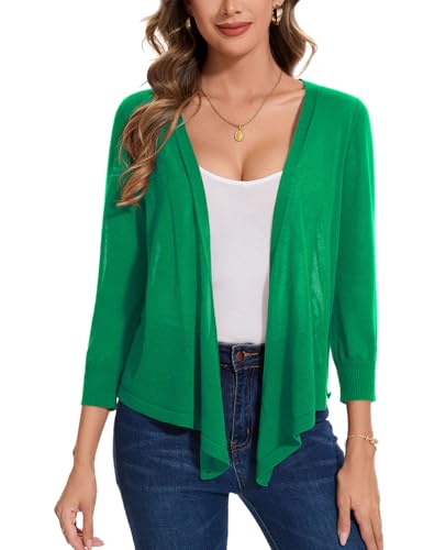 Image of MINTLIMIT Women's Tie Front Cardigan Casual 3 /4 Sleeve Bolero Shrug Knotted Lightweight Sheer Shrug Cardigan Sweater Top