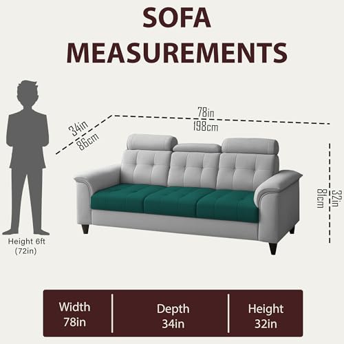 Image of Casaliving Ella 3 Seater Sofa Set for Living Room (Pine Grey Colour Fabric) Premium Fabric Sofa