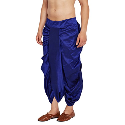 Image of SOJANYA (Since 1958 Mens Black Stitched Dupion Silk Dhotis, Size: Freesize
