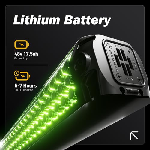 E-MTB Geländerad mit 26 Zoll (66 cm) und 70 NM für Erwachsene mit abnehmbarem 48 V 17,5 Ah Lithium-Ionen-Akku, 7 Gänge mit Doppelstoßedämpfung und Scheibenbremse – Bild 6