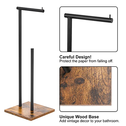 Bath Paper Holder Stand Farmhouse Tissue Paper Holder Stand With Reserve Toilet Roll Paper Dispenser Wood Base Bathroom Stand Paper Organizer Floor Tissue Roll Holder For Lavatory #TOP1