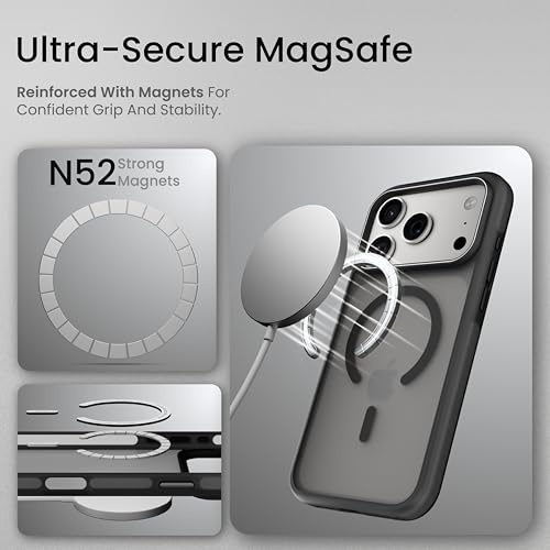 Image of CASEGEAR Bold Pro Back Cover Case Compatible with iPhone 17 Pro | 14.8 Feet Drop Protection | Compatible with MagSafe | 360 Complete Protection | Shockproof & Scratch Resistant | Black