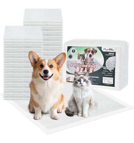 Image of Made4Pets Pee Pads for Dogs 22 inchx22 inch 50 Ct - 7-Layer Thick Puppy Pads with Bentonite Mineral Core, Quick-Dry & Odor Control, Leak-Proof Potty Pads for Small & Medium Dogs Puppies Doggie Cats Rabbits