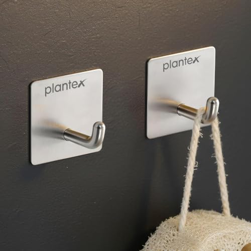 Image of Plantex Bath Towel Hook /Wall Hanging Hook /Self Adhesive Square Robe Hooks for Kitchen /Bathroom /Stylish Home Decor Items - Pack of 2 (Chrome)