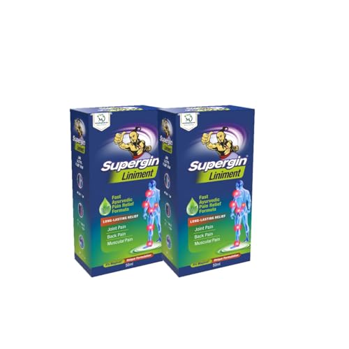Image of Supergin Liniment Oil 50ml | Ayurvedic Pain Relief Liniment for Joint Pain, Knee Pain, Back Pain & Muscle Pain | Fast Absorbing Herbal Oil for Arthritis, Stiffness, Sprain & Shoulder Pain Relief - Pack of 2