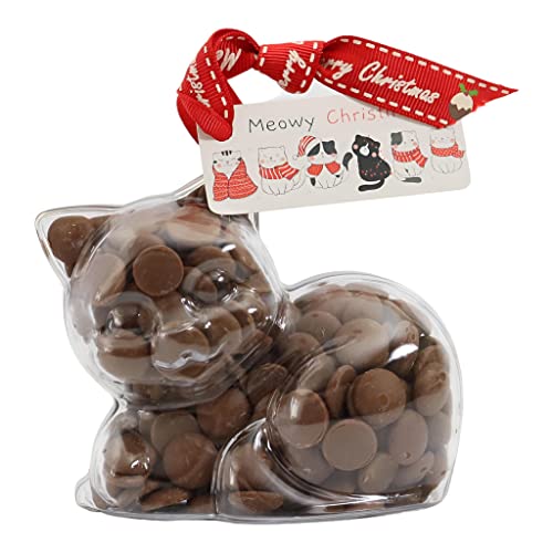 ButtonChocs Christmas Chocolate Kitten - Meowy Christmas. Belgian Milk Chocolate Christmas Cat Gift.