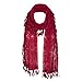 MissShorthair Floral Print Lace Scarfs for Women with Fringes (Red Rose)