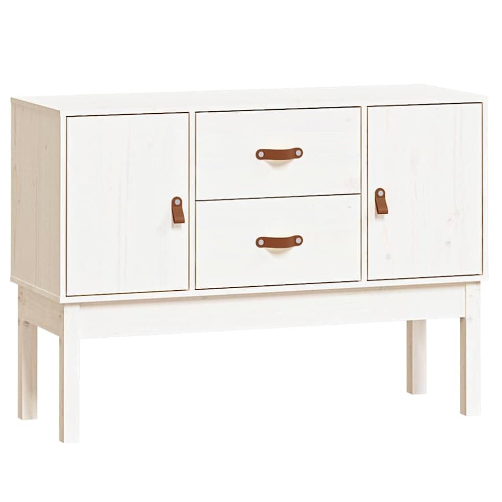 Credenza bianca, 110 x 40 x 78 cm, in legno massello di pino