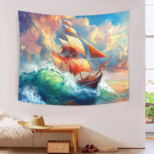 Tapisserie murale voilier 180x230 cm pour grand salon et deco chambre