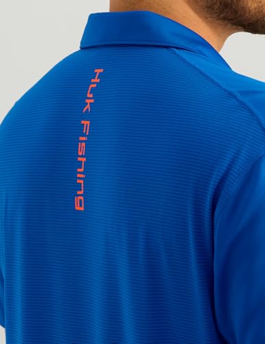 HUK Mens Icon Polo Fishing Shirt with +50 UPF Sun Protection, Ocean Blue, 3X-Large3