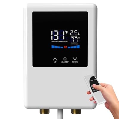 Tankless Water Heater Electric 110 V 5500W, Instant Hot Water Heater Under Sink, On Demand For Point Of Use for Bathroom and Faucet with Remote Control & LCD Touch Screen, Space-Saving (White)