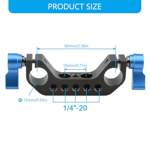 Image of Multifunctional 15mm Double Hole Rails Clamp Connector Adapter for Photography Camera Accessories Aluminum Alloy Design Double Hole Pipe Clamp for Video Equipment