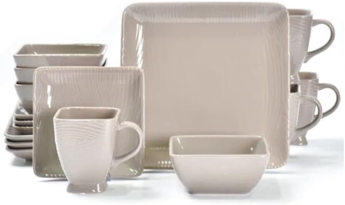 Miniatura 2 de Temp-tations - Juego de vajilla esencial de 16 piezas (color gris pardo de encaje floral)