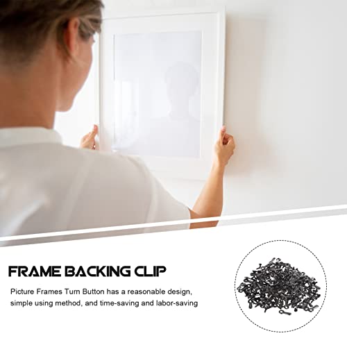 Image of HOMSFOU 160pcs Black Turn Button Fasteners Screws for Picture Frames Easy Installation Backing Clips for Hanging Photos and Artwork Frame Accessories
