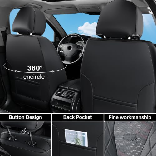 Image of Coverado Front Car Seat Covers, 2 Pack Seat Covers Front Seats, Waterproof Driver Seat Covers Universal Fit for Most Cars SUV Trucks (Front, Blackpink)