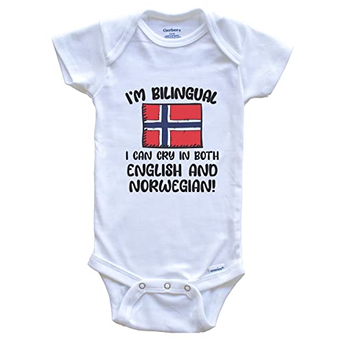 I'm Bilingual I Can Cry in Both English and Norwegian Funny Norwegian Flag Baby Bodysuit - Norway