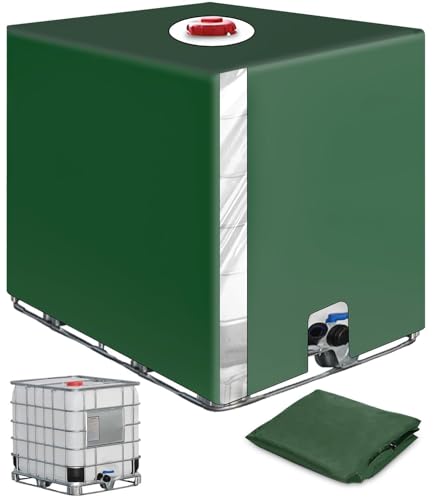 SOBEAU Copertura per Serbatoio Acqua IBC 1000 litri, Copertura Cisterna Acqua Protezione con Apertura Superiore, Anti-UV Antipolvere Copertura Protettiva Serbatoi Acqua, Verde(120 x 100 x 116 cm)