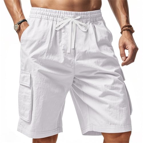 JPLZi Bermuda Shorts for Men Mens Chino Shorts White