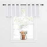 NICETOWN 50% Blackout Curtains Valances - Short Grommet Kitchen Window Treatment Curtain Top Tiers for Living Room/Kitchen/Master Bedroom, Pure White, 2 Panels, 52W by 18L 1.2 inches Header