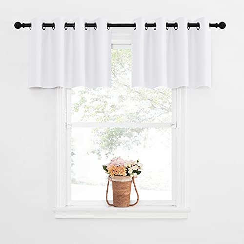 NICETOWN 50% Blackout Curtains Valances - Short Grommet Kitchen Window Treatment Curtain Top Tiers for Living Room/Kitchen/Master Bedroom, Pure White,