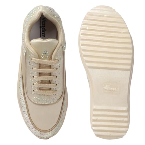 Image of Vendoz Women Wedding Party Bridal Glittery Embellished Sneakers 4041