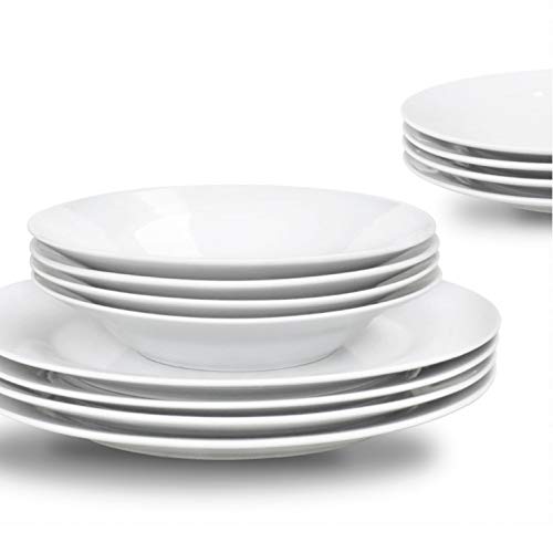 Sabichi 12pc Day to White Dinner Set - Microwave & Dishwasher Safe - 4 X Plates, Side Soup Bowls Plate and Bowl Ideal Plates and Bowls Set - Image 3