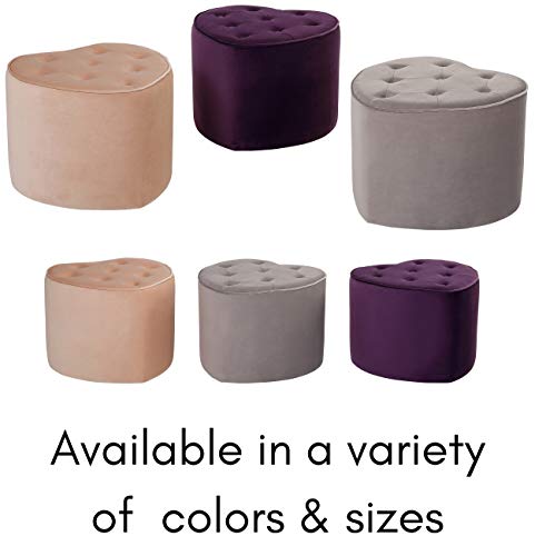 Birdrock Home Heart Tufted Pink Velvet Ottoman Foot Stool – Soft Large Padded Stool - Great For The Living Room, Bedroom Vanity And Kids Room - Upholstered Decorative Furniture Rest #TOP5