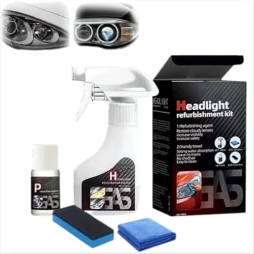Plastic Clarify For Cars,Headlight Restoration Kit,with Ceramic Coating Spray,Suitable for Repairing Fuzzy, Yellow and Atomized Headlights of Automobiles, Trucks, SUVs and Motorcycles