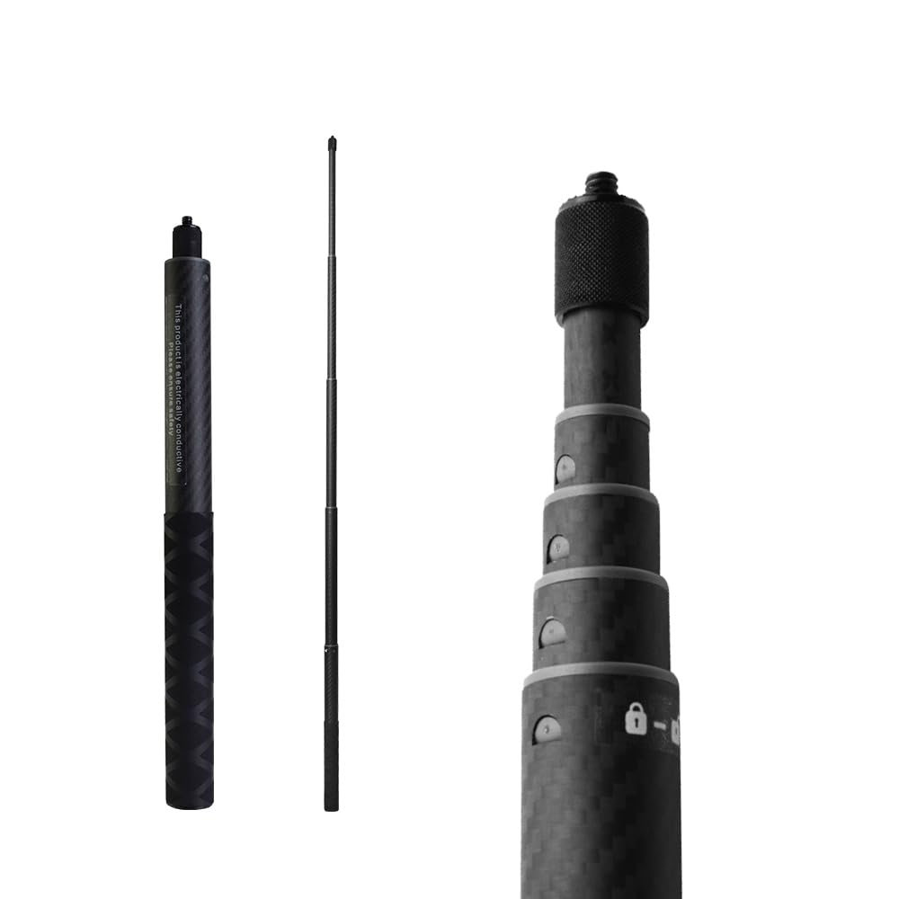 1.15m/45.3in Carbon Fiber Invisible Selfie Stick for Insta360 X5/X4/X3/ONE RS/ONE X, Internal Lock Telescopic Pole, Adjustable 1/4" Extended Monopod for GoPro & 360 Camera Accessories-picture-27