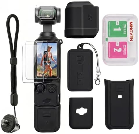 MINGVEN Hülle für DJI Osmo Pocket 3/Xtra Muse mit Objektiv & Displayschutz | Schutzhülle aus Silikon, kompatibel mit DJI Pocket 3/Xtra Muse-Zubehör, Kratzfest, Weich, Passgenau (Sc