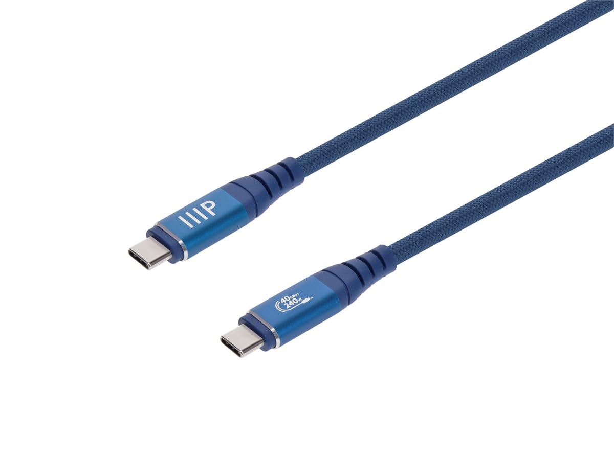 Monoprice USB4 40Gbps Cable - 240W EPR 8K HDR USB-IF Certified Braided Ultra High-Speed 3ft Navy