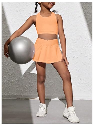 Image of SOLY HUX Toddler Girl's 2 Piece Workout Outfits Lightweight Crop Tank Tops and Skort Athletic Set