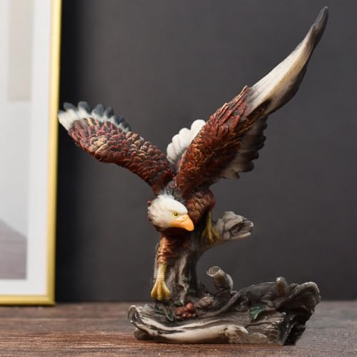 Statue d'aigle à tête blanche ailes déployées figurine maison 18cm