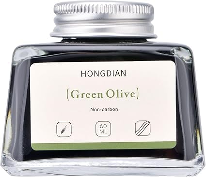 Image of HONGDIAN, Ink Bottle - Non Carbon | Green Olive | 60ml Premium Writing Ink.