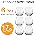 Meolibour Large Stemless Wine Glasses Set of 6, 17 Ounces Red & White Wine Glasses Tumbler for Party, Clear Drink Glasses, Ideal Wine Accessories Gift, Lead-free, Dishwasher Safe