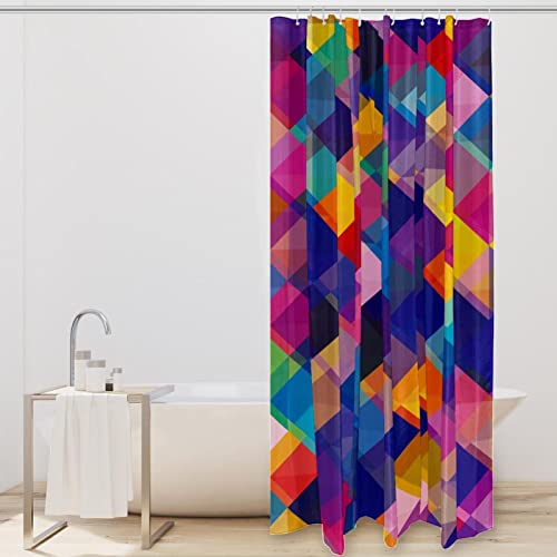 Rideau de douche géométrique coloré en textile premium imperméable de taille standard - 3